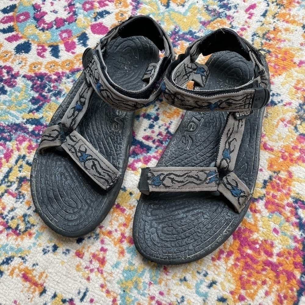 TEVA Men’s Hurricane Trail Hiking Sandals Grey/black/blue size: 9